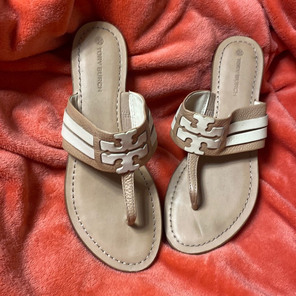 Tory beige leather sandals